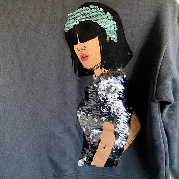 Zara Sequined Girl Graphic Peplum Crewneck Cotton Sweatshirt Size 13-14 - Picture 12 of 12